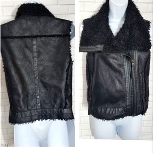 Forever 21 Black Faux Leather Fleece Vest